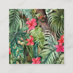 Tropische Blätter und Blume sind für ihre Quadratische Visitenkarte