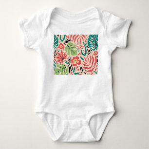 Tropische Blätter und Blume: Vintage Fusion Baby Strampler