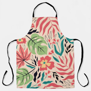 Tropische Blätter und Blume: Vintage Fusion Schürze