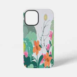 Tropische Blätter und Blumen in Pastell iPhone 12 Mini Hülle