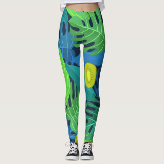Tropische Blätter und Kiwi Muster Leggings