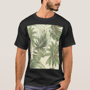 Tropische Blätter Vintage Palmen Tapete T-Shirt