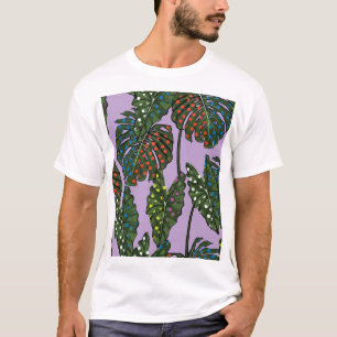 Tropische Blätter: Vintager Polka Punkt. T-Shirt