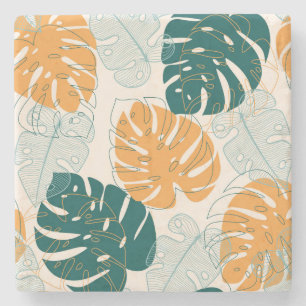 Tropische Blätter: Vintages Jungle-Siegel Steinuntersetzer