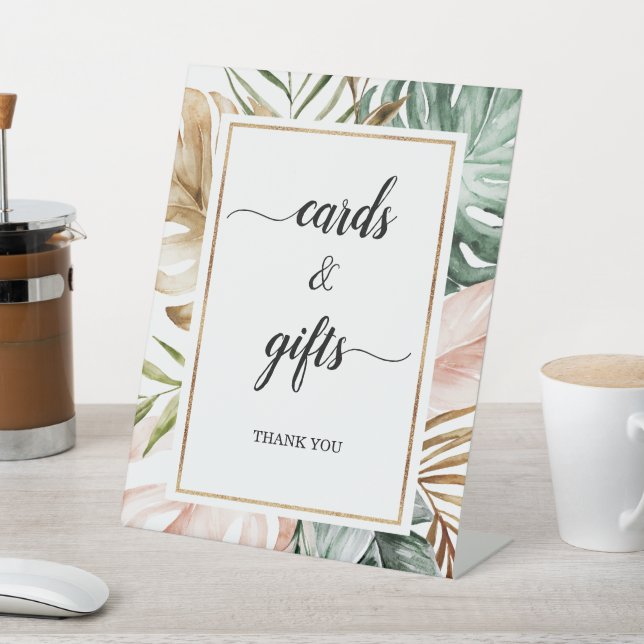 Tropische Blätter Wasserfarbe Karten und Geschenke Sockelschild (In SItu)