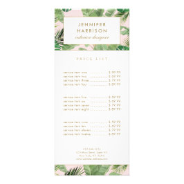 tropische Blätter Wasserfarbe Muster auf rosa Werbekarte