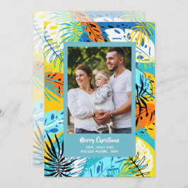 Tropische Blätter Weihnachts-Foto Feiertagskarte