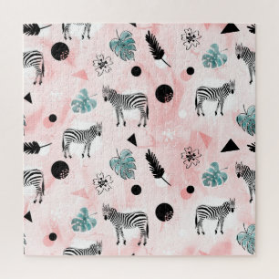 Tropische Blätter Zebras Krawatte-Farbmuster Puzzle