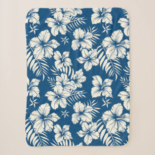 Tropische Blau-Weiße Blumen-Sherpa-Decke Sherpadecke