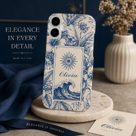 Tropische Blaue Botanische Welle iPhone 16 Hülle