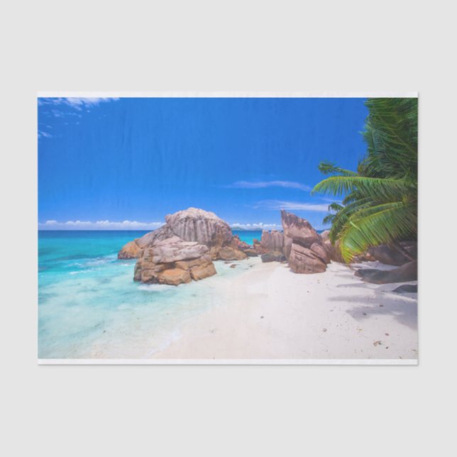Tropische blaue Seesandy-Strand-Insel Seidenpapier (Vorderseite)