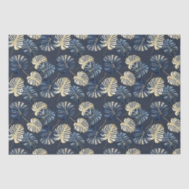 Tropische Blue Gold-Blätter Seidenpapier