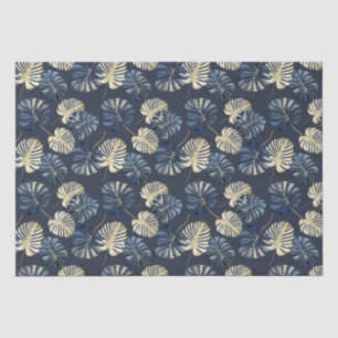 Tropische Blue Gold-Blätter Seidenpapier
