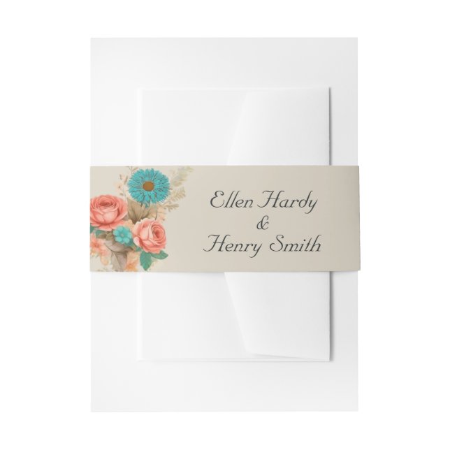 Tropische Blues & Grüntöne Öko Beach Hochzeit Einladungsbanderole (Vorderseite Beispiel)