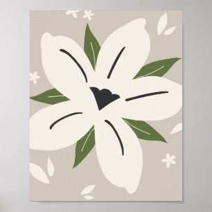 Tropische Blume 04 Creme auf Beige Botanisch Poster