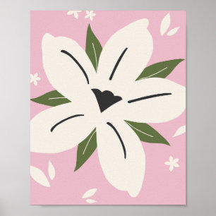 Tropische Blume 05 Rosa Botanisch Poster