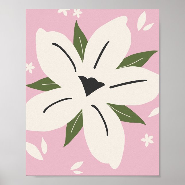 Tropische Blume 05 Rosa Botanisch Poster (Vorne)
