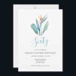 Tropische Blume 60. Geburtstag Einladung<br><div class="desc">Erzählen Sie die botanische Einladung von A Belle zum 60. Geburtstag, die Ihre Veranstaltungsdetails mit einer tropischen paradiesischen Blume umrahmt. Ein passendes türkisblaues Dekor schmückt die Rückseite Ihrer Einladung. Eine schicke, tropische und dennoch moderne Wahl für Ihre Geburtstagsfeier oder Ihr Tii-Party. Wörter können in 50., 70., 80., Cheers bis 60...</div>