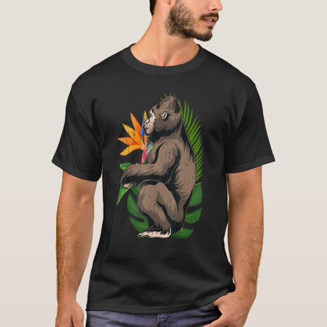 Tropische Blume Affentierzoo Exotische Tierart T-Shirt (Vorderseite)