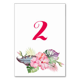 Tropische Blume Aquarellhochzeit Tischnummer