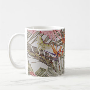 Tropische Blume, Blätter aus Palmen, Paradies Kaffeetasse