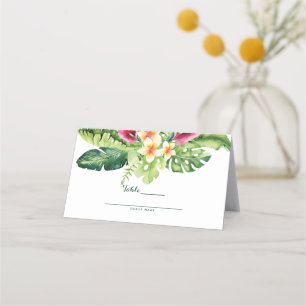 Tropische Blume Blätter Blumenchic Hochzeit Platzkarte