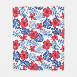 Tropische Blume Blätter Fleece Blanket