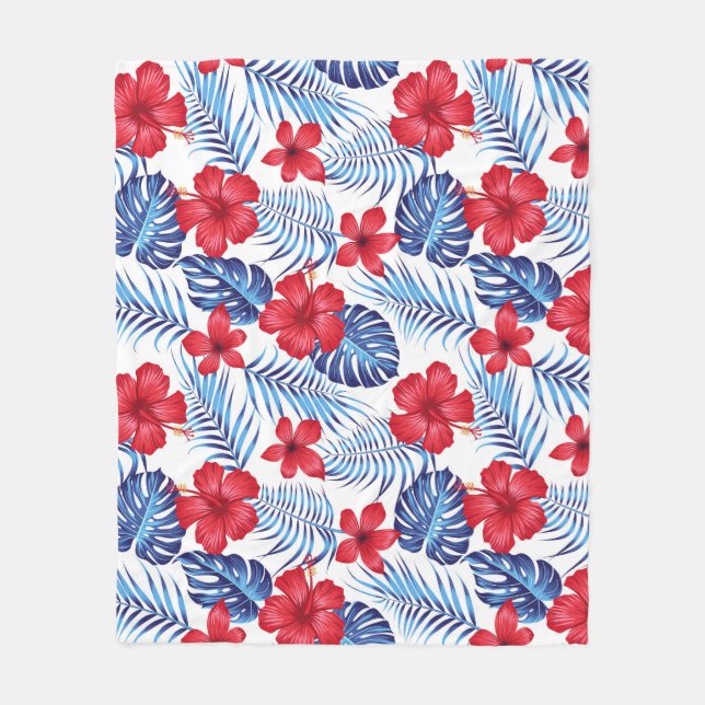 Tropische Blume Blätter Fleece Blanket (Vorderseite)