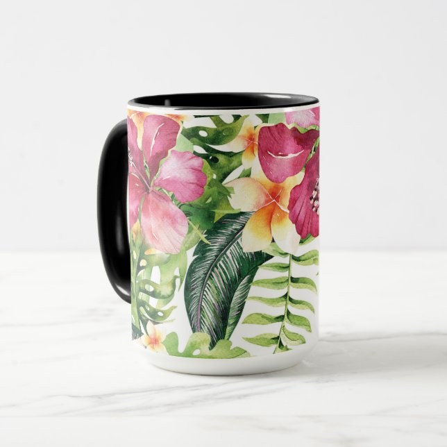 Tropische Blume Blätter florale Chic Tropics Tasse (Vorderseite Links)