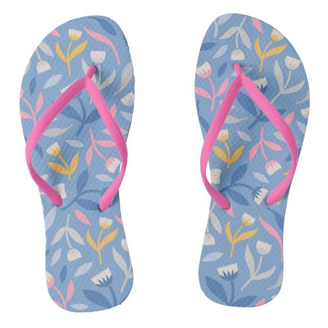 Tropische Blume Blau und Rosa Flip Flops (Fußbett)