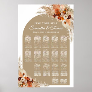 Tropische Blume Boho Boho Boca Terracotta Pampas G Poster