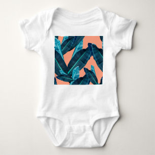 Tropische Blume, botanischer nahtloser Hintergrund Baby Strampler