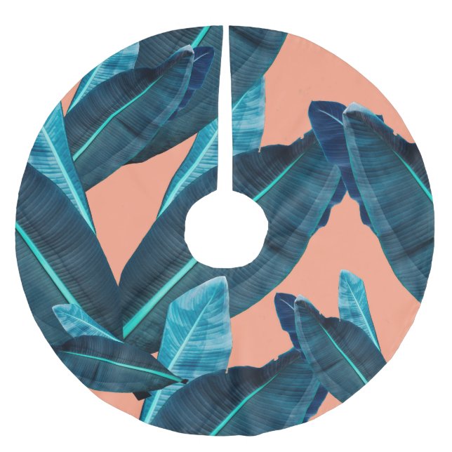 Tropische Blume, botanischer nahtloser Hintergrund Polyester Weihnachtsbaumdecke (Vorderseite)