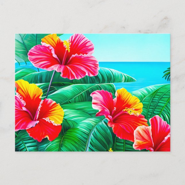 Tropische Blume des hawaiianischen Hibiskus Postkarte (Vorderseite)