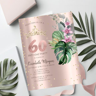 Tropische Blume Diamonds Rose Gold 60. Geburtstag Einladung