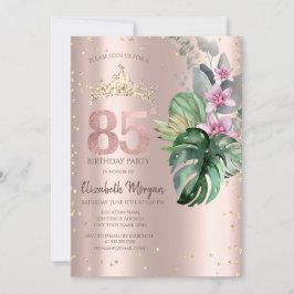 Tropische Blume Diamonds Rose Gold 85. Geburtstag Einladung