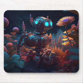 Tropische Blume Dystopischer Roboter Mousepad