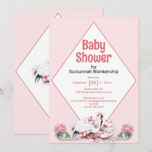 Tropische Blume & Flamingo Kinderdusche Einladung