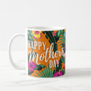 Tropische Blume Flamingos Happy Mthers Day Kaffeetasse