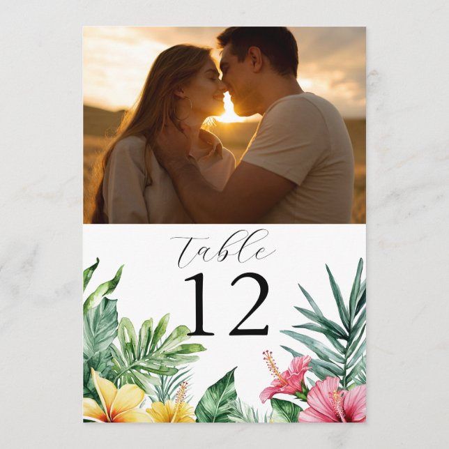Tropische Blume Foto Tischnummer (Rückseite)