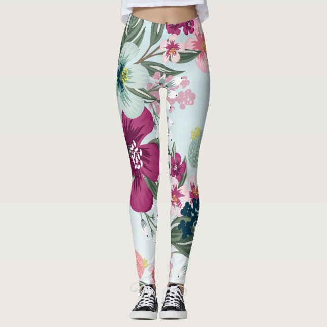 Tropische Blume für Frauen in Leggings (Vorderseite)