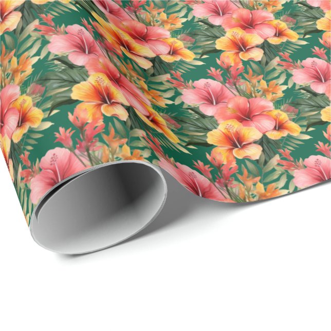 Tropische Blume Geschenkpapier (Rolleneckpunkt)