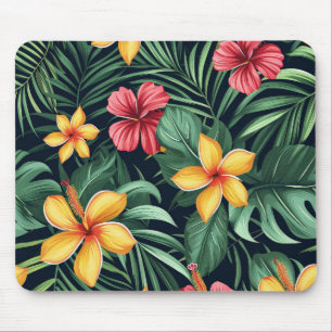 Tropische Blume Hibiskus Nahtloses Muster Mousepad