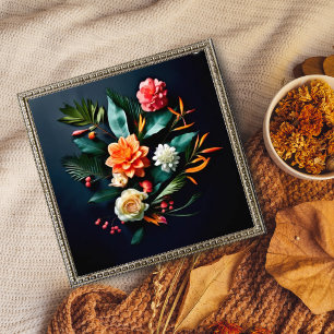 Tropische Blume im dunklen Hintergrund Fotodruck
