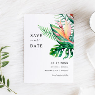Tropische Blume im Grünen SAVE THE DATE Karte