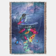 Tropische Blume, Kolibris, Schmetterlinge und Ster
