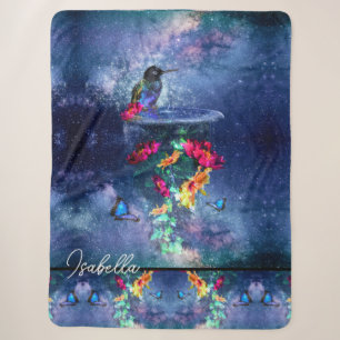 Tropische Blume, Kolibris, Schmetterlinge und Ster Sherpadecke