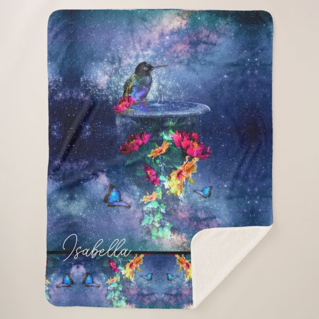 Tropische Blume, Kolibris, Schmetterlinge und Ster Sherpadecke (Vorderseite)