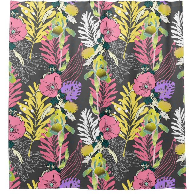 Tropische Blume Kunst: Original Muster. Duschvorhang (Vorderseite)