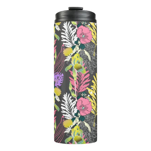 Tropische Blume Kunst: Original Muster. Thermosbecher (Vorderseite)